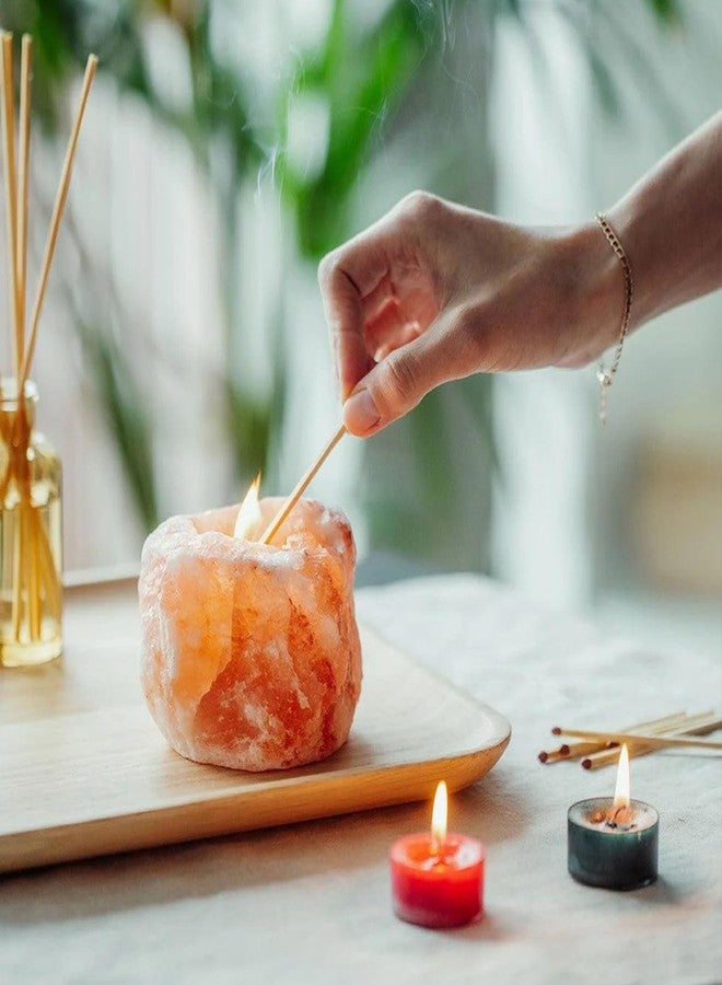 108 ELEMENTS Hand Carved Hand Made Himalayan Salt Candle Holders with Healing Properties, Purification, Spirituality, Feng Shui, Prosperity Harmony Wellness Natural Healing Ideal for Home Décor - Image 1